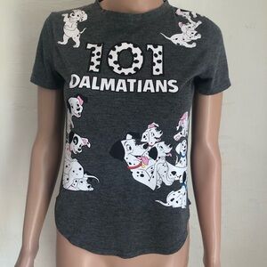 Disney Junior Girls Size S Grey T-Shirt 101 Dalmatians Graphic Tee Short Sleeves